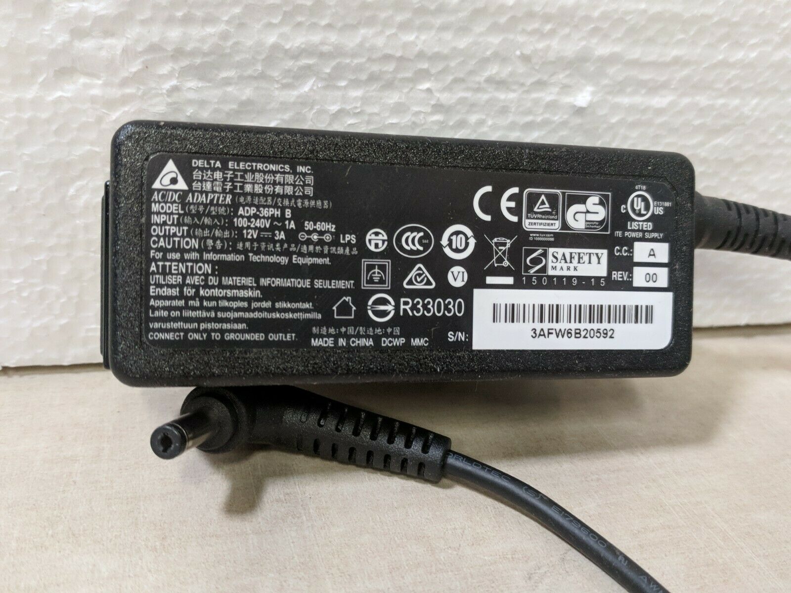NEW Delta ADP-36PH B AC ADAPTER POWER SUPPLY CHARGER 12V 3A